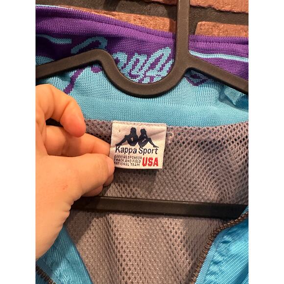 Kappa Tracktop with hidden Hoodie Blue Purple Jacket Vintage Full Zip RARE - Picture 5 of 16